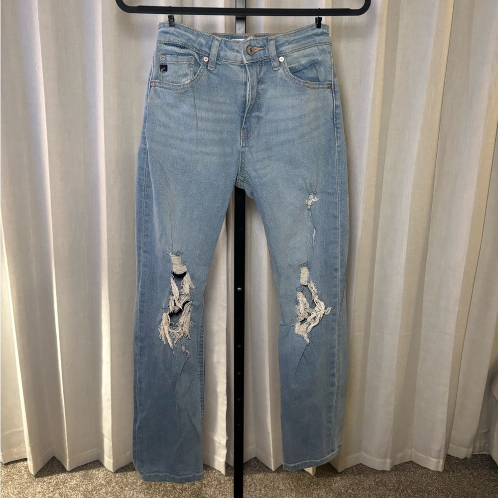 KanCan Light Blue Distressed Straight Leg Jeans
